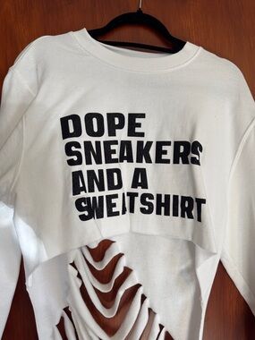 DOPE White Cropped Sweatshirt with Black Graphic Text